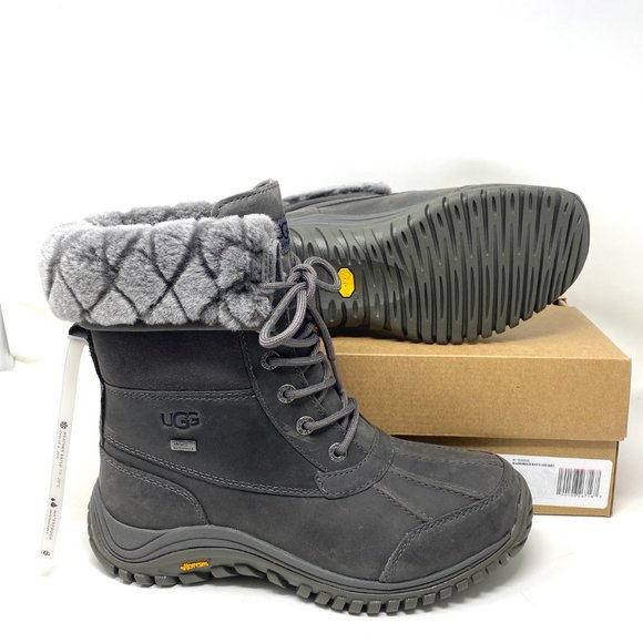 UGG Adirondack 2 Luxe Quilt Grey Leather Women’s - Picture 2 of 10